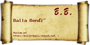 Balla Benő névjegykártya